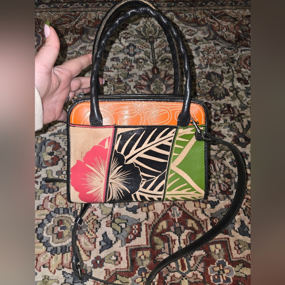 Patricia Nash - Paris Satchel - Tropical Carved Leather With Shoulder Strap